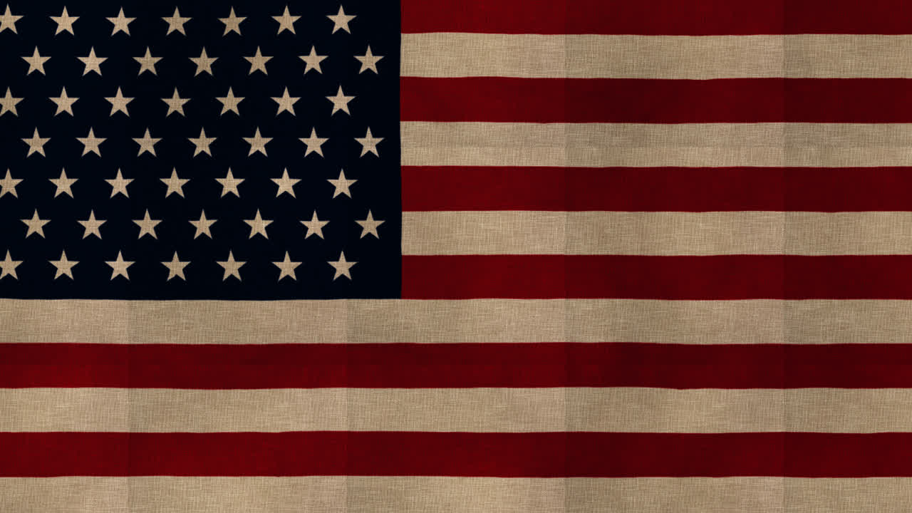 animación de una vieja bandera americana ondeando con tela vieja