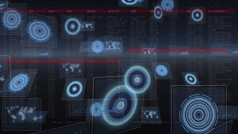 animation of data processing on screens and scopes scanning