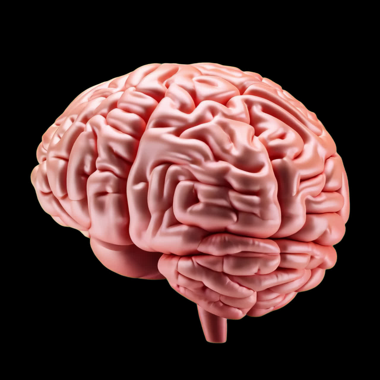 3d human brain animation isolated asset, transparent 4K video, alpha channel, ProRes 4444