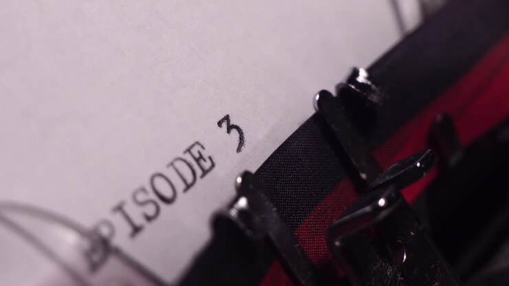 Episode 3, Typing on White Paper in Vintage Typewriter, Writing Script, Close Up