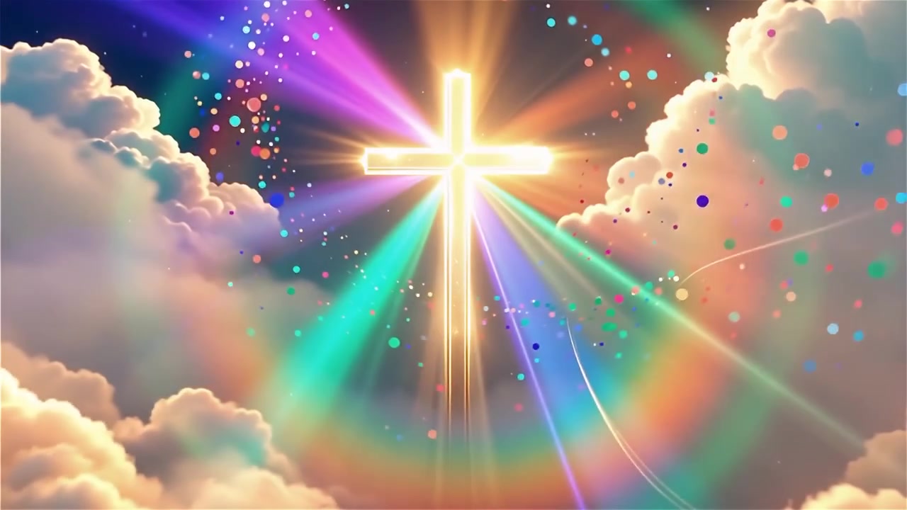 Christian Cross Heavenly Light Worship Background