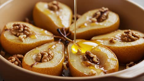 honey-glazed baked pears with walnuts