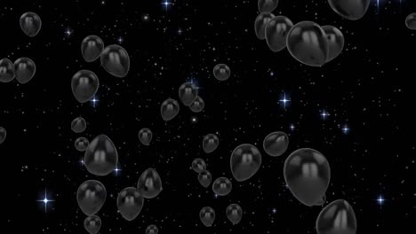 Animación-De-Globos-Negros-Volando-Sobre-Estrellas