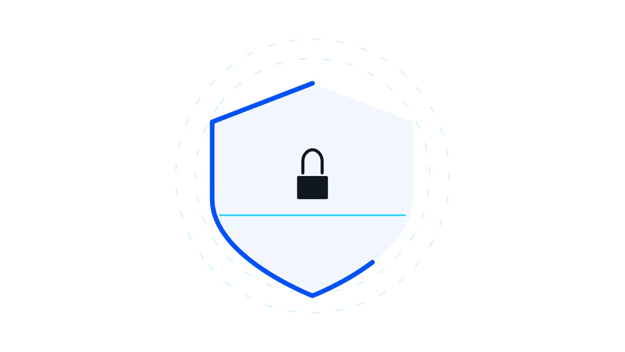 Animated Shield Icon with Padlock Symbol for Cybersecurity Concept