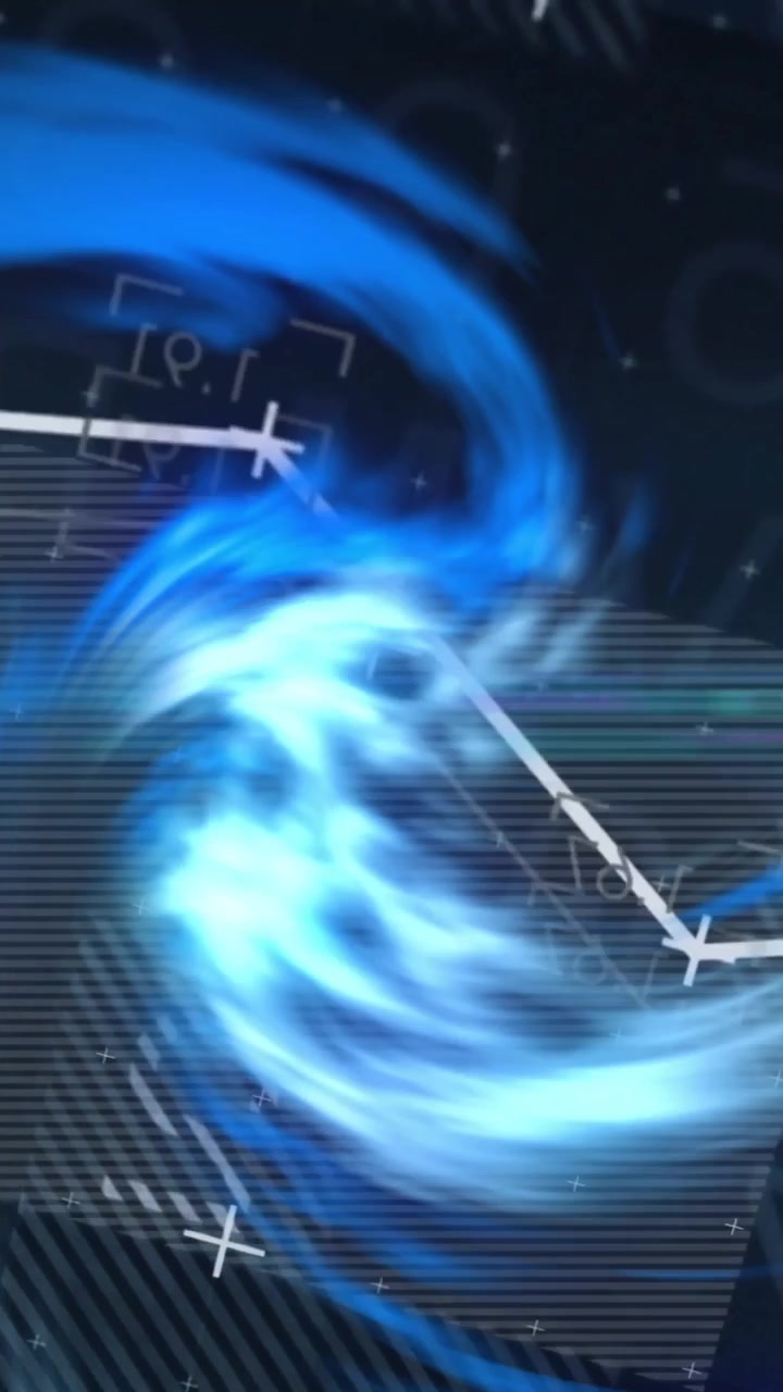 Blue swirling animation over data charts and graphs with white lines and crosses