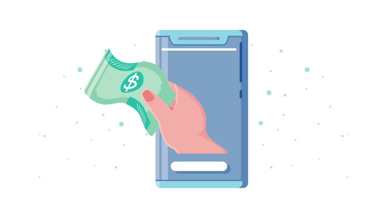 Electronic commerce animation with smartphone and bill | Premium Stock ...