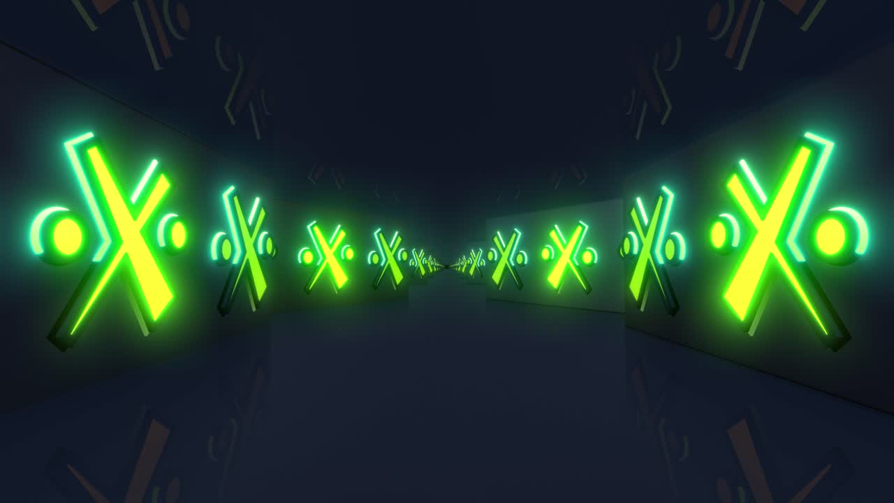 Neongrøn tunnel med X-mærker