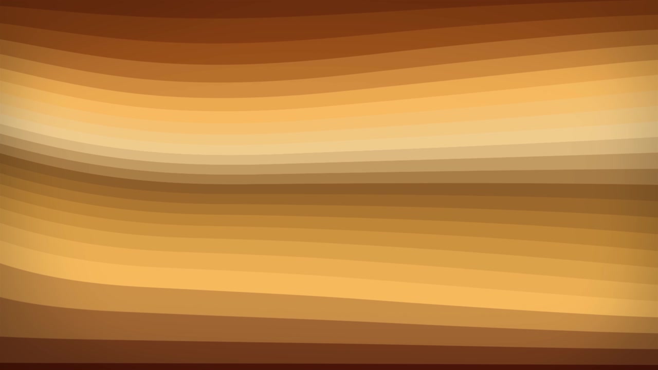 Zkroucené 2D vrstvené linie na animovaném gradientním tmavém lineárním pozadí, dynamické abstraktní vzory a tvarový design pohybové grafiky, barevná textura, vlnité a kroutící se vizuální efekty ve zlatohnědých odstínech.