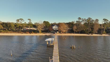 drove view of the american legion and tiki hut bar drone view mobile bay