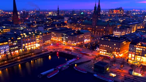 hiperlapso hamburgo alster horizonte aéreo drone