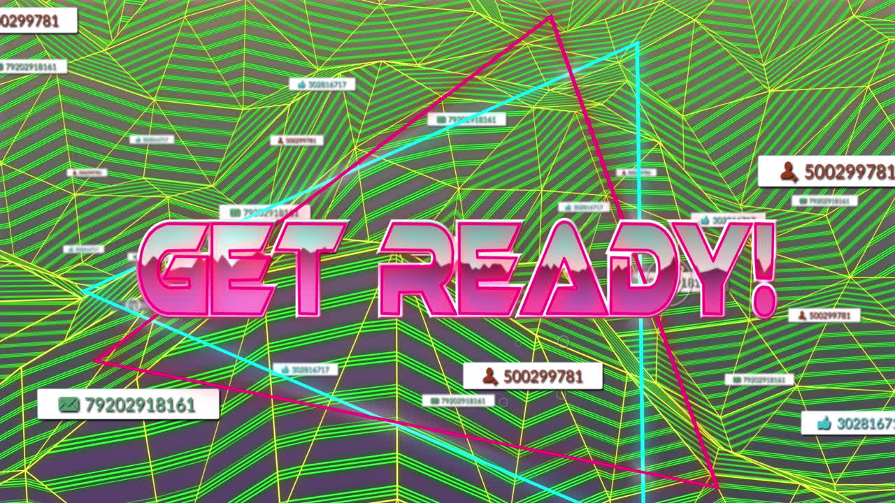 아이콘으로 연결된 네트워크를 통해 준비된 텍스트의 애니메이션