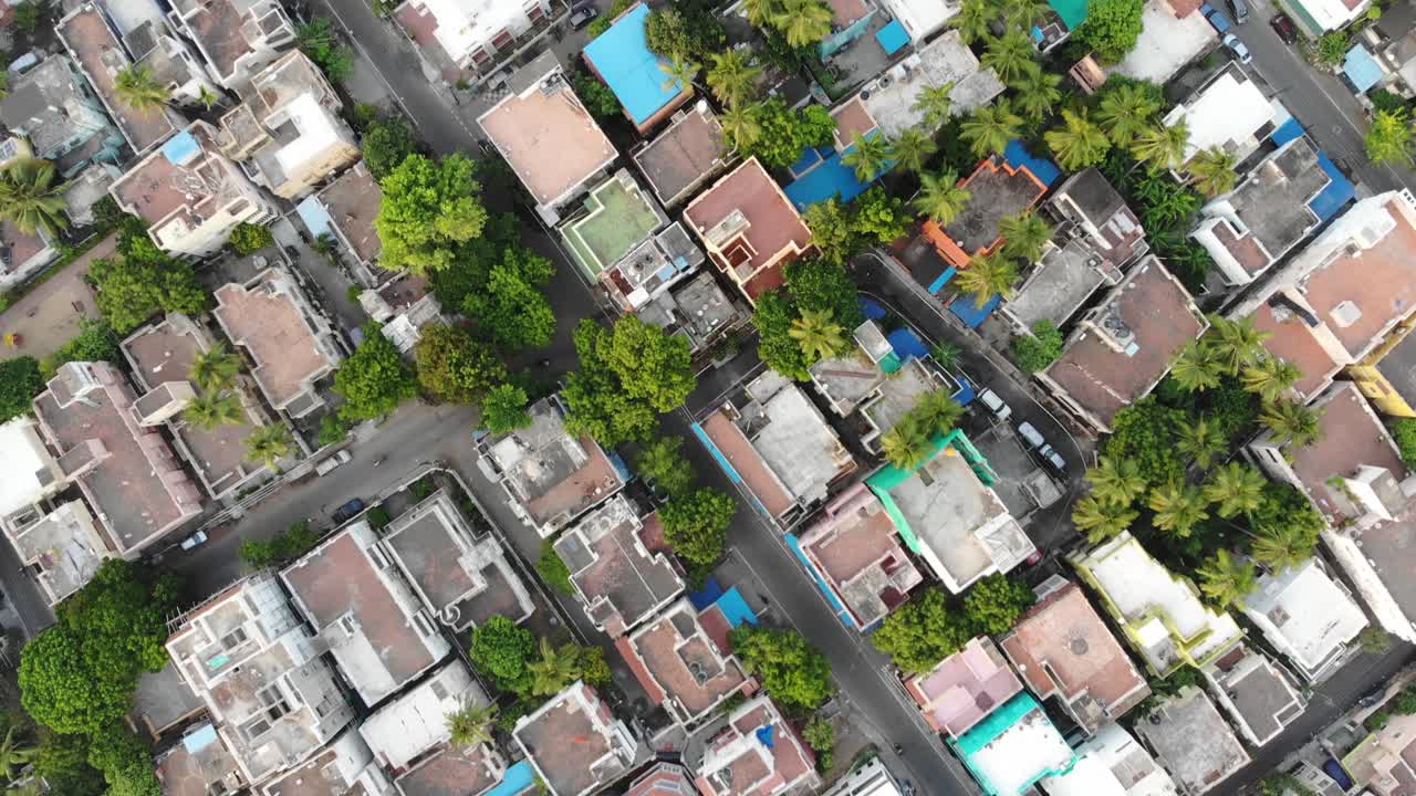 Chennai City - Empty Streets Top Drone View During City Lockdown. Chennai also is known as Madras is the capital of the Indian state of Tamil Nadu.