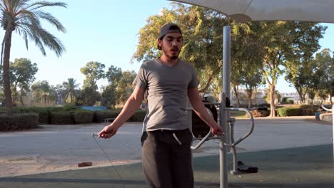 man jumping on skipping rope