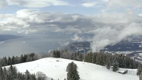 Drone-Aerial-of-the-swiss-town-of-Montreux