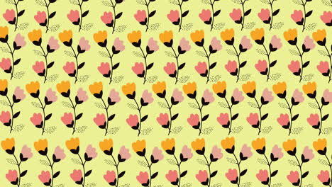 animación de flores multicolores sobre un fondo amarillo