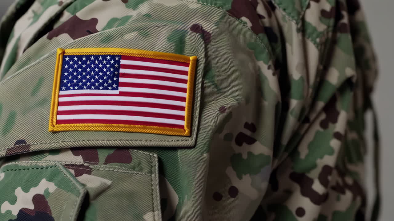 US Flag Patch on Military Uniform