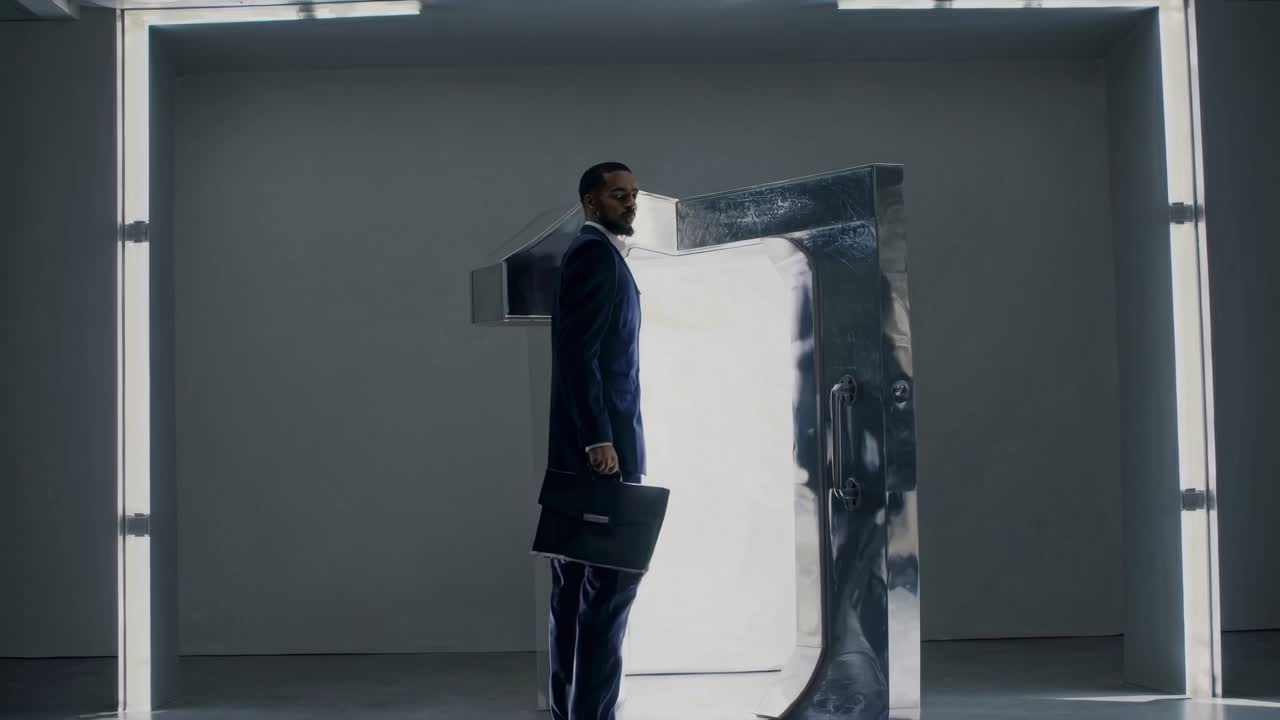 Forretningsmand, der går gennem et moderne kontor