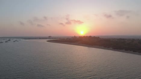 Aerial-view-of-beautiful-bay-with-boats