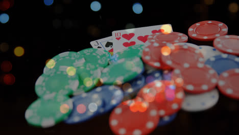 animación de fichas y cartas de póquer