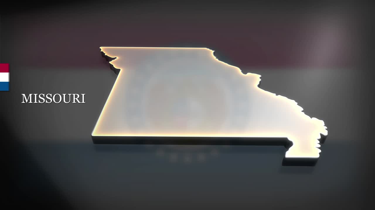 미주리의 3d 애니메이션 지도