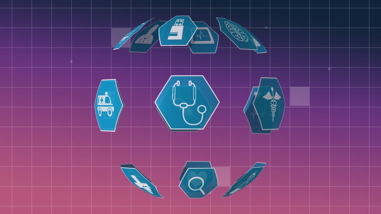 Medical icons and square patterns