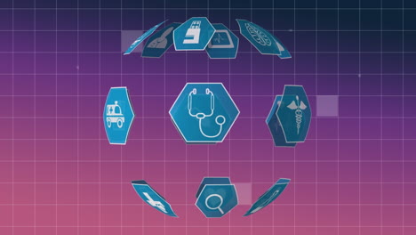 medical icons and square patterns