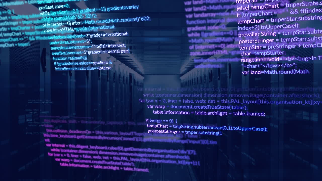 animação do processamento de dados através de servidores informáticos