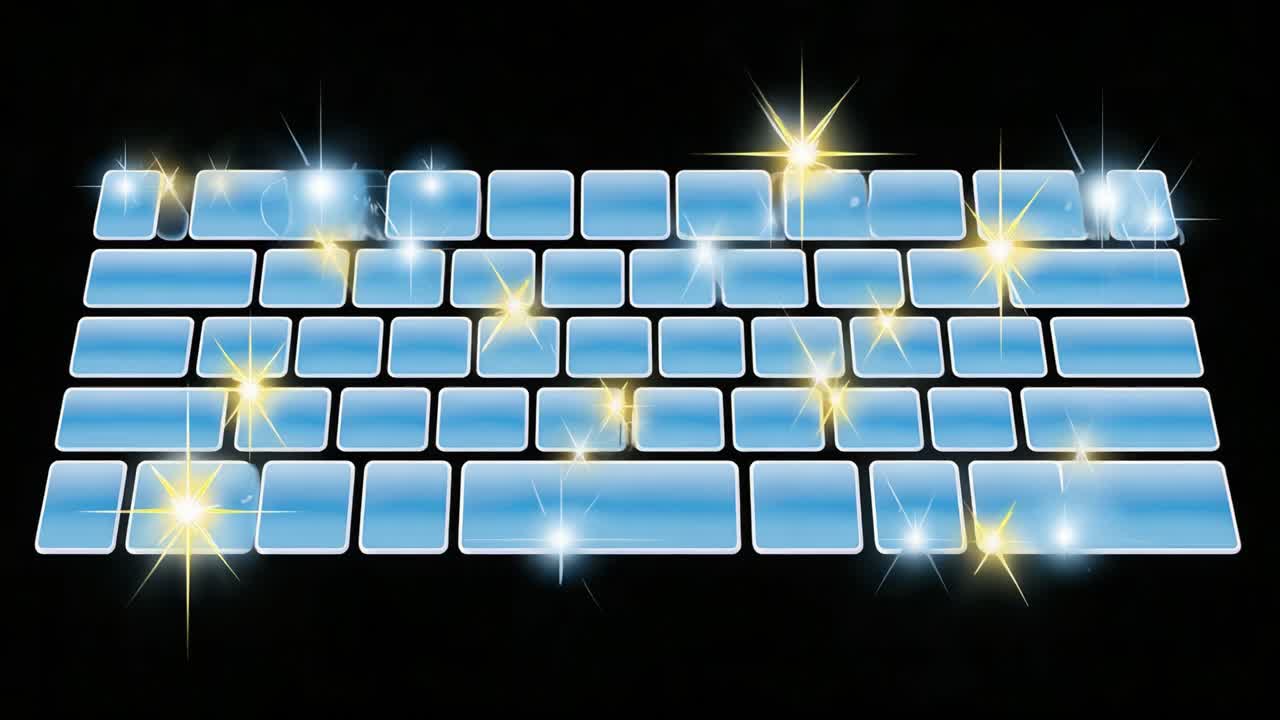 A seamless and elegant computer keyboard design showcasing a glossy blue aesthetic against a dark background, highlighting its modern technology and sleek appearance