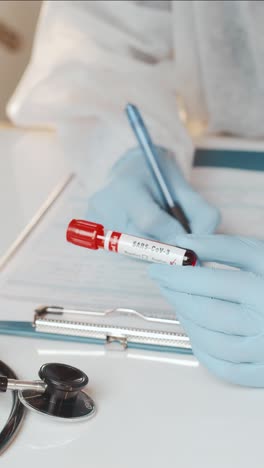 medical professional conducts sarscov3 blood test in clinical setting