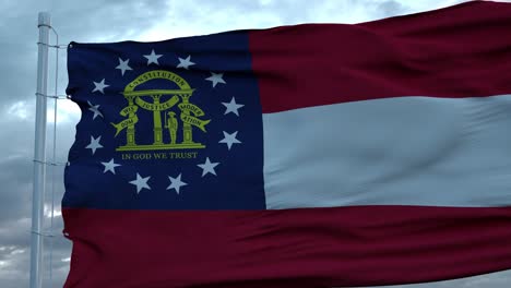 bandera de georgia ondeando en el viento contra profundas nubes hermoso cielo
