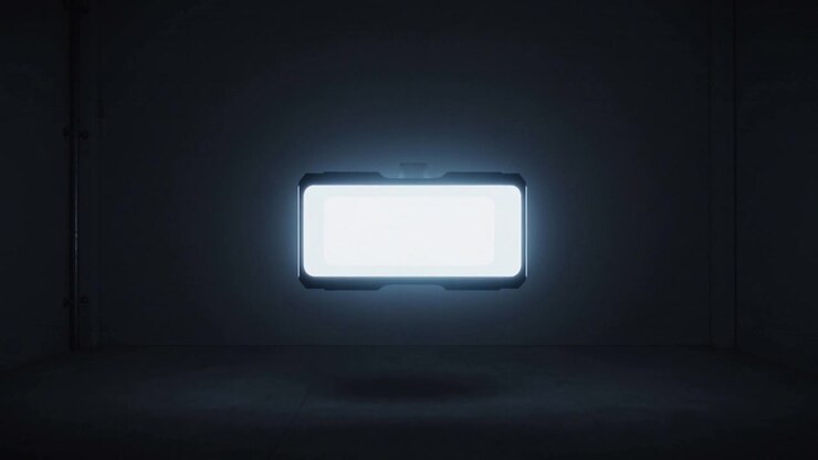 Light dip causing fading panel settling to lower output on dark studio, conduit and shadow visible