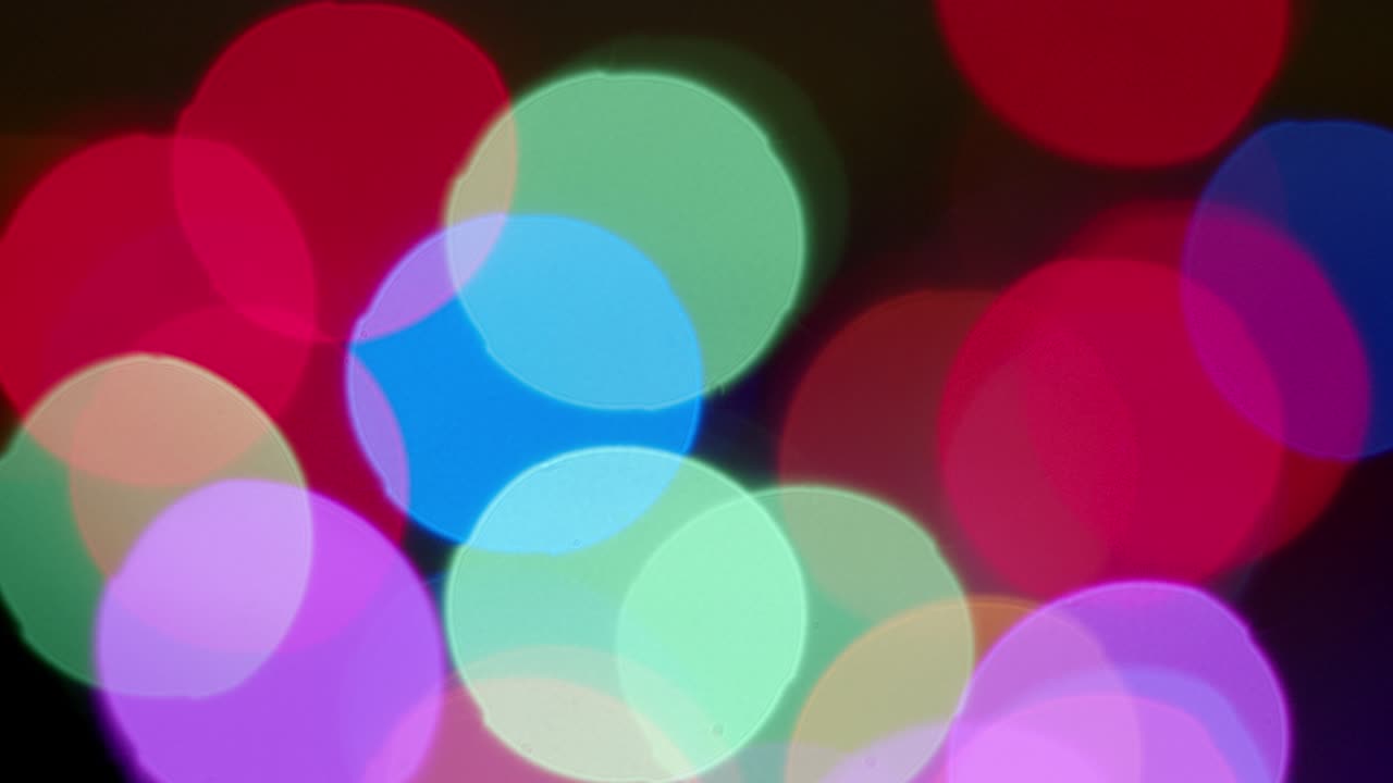 검은 바탕에 박이는 밝은 색의 휴일 조명.