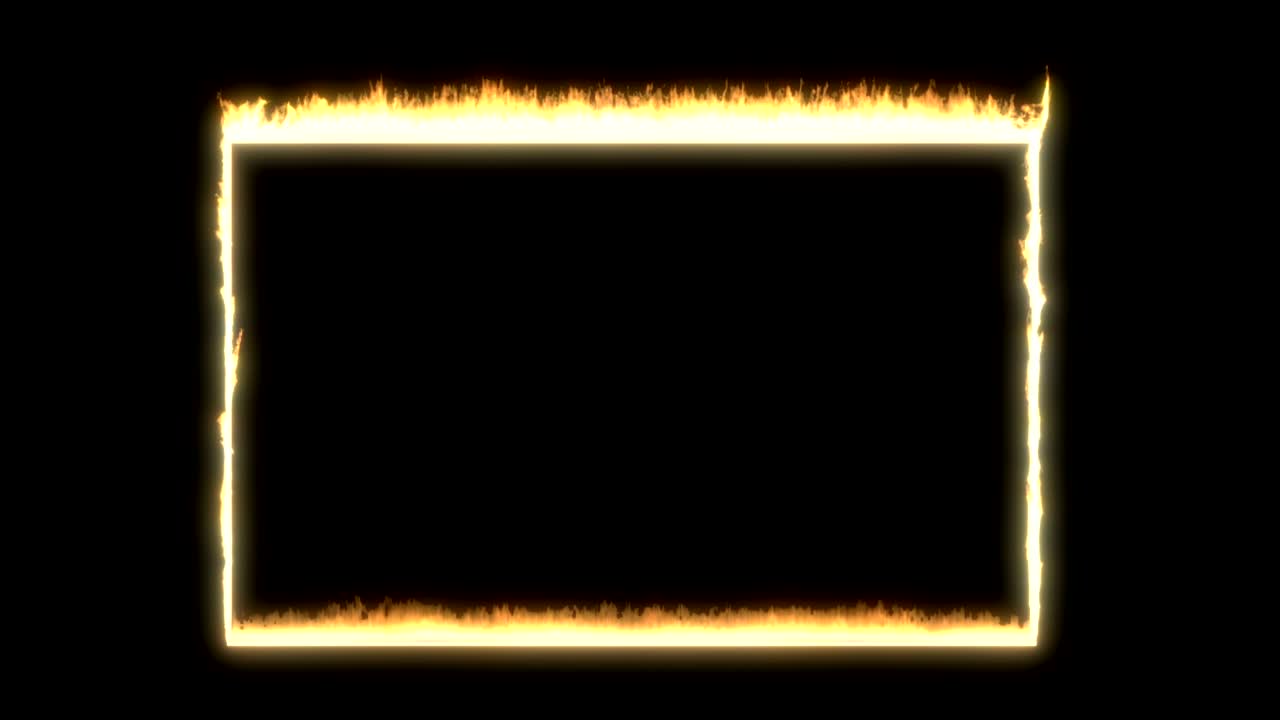 Rectangular frame fire on black able to loop seamless 4k