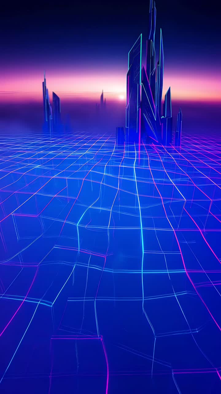 Retro-futuristico Sci-Fi Retrowave Griglia Neon 4K