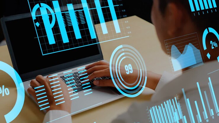 Creative visual of business data analyzing technology
