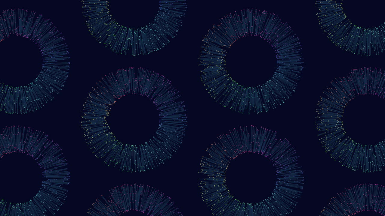 A mesmerizing blend of blue and purple circular shapes on a dark backdrop creates a captivating and visually pleasing geometric pattern