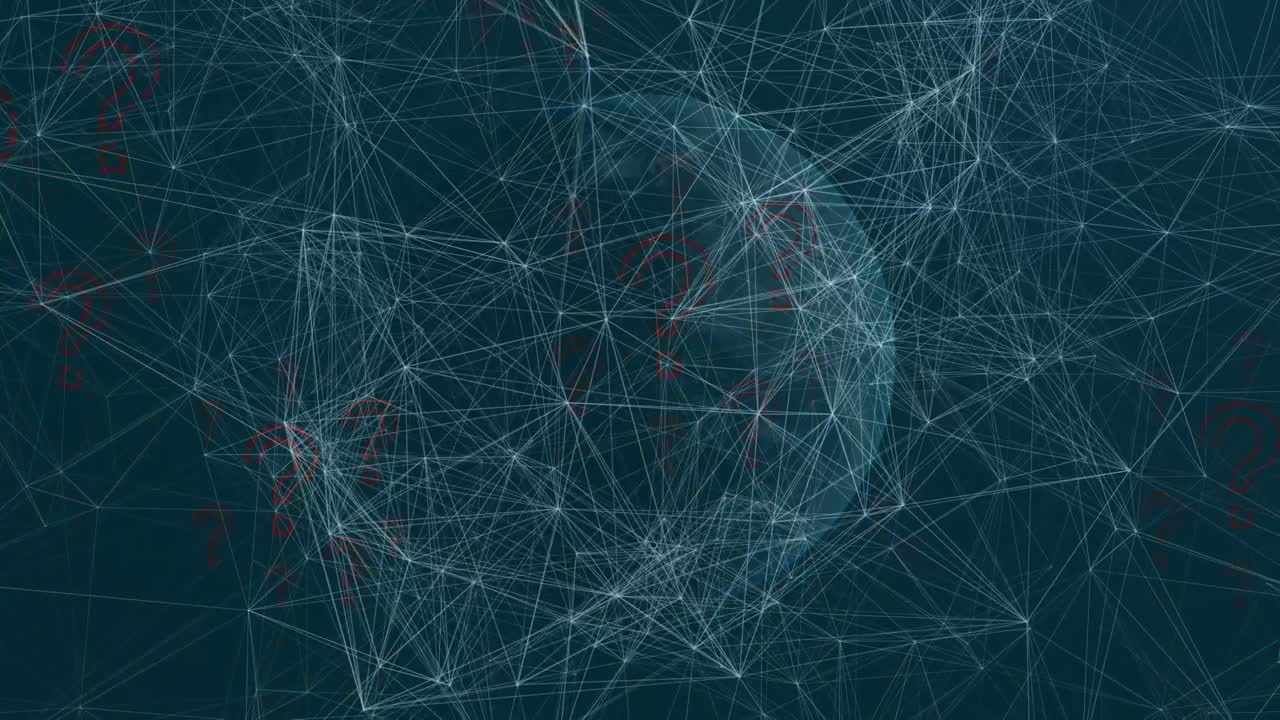 Animation of network of connections over red question mark