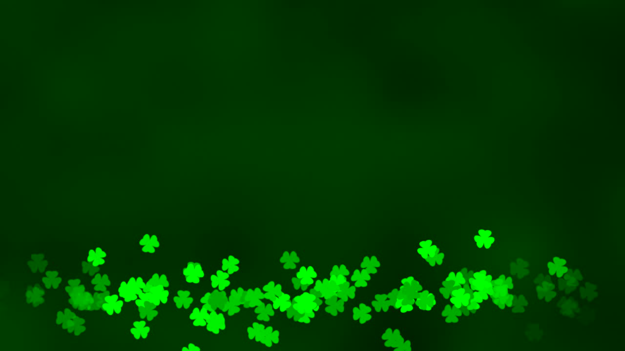 Fundo do Dia de São Patrício com padrão de folhas de trevo. Para festa festiva em pub. Renderização 3D, loop 4K