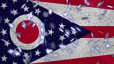 ohio waving flag and snowfall cyclic background for christmas and new year, loop