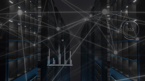 animation of network of connections and data processing over computer servers