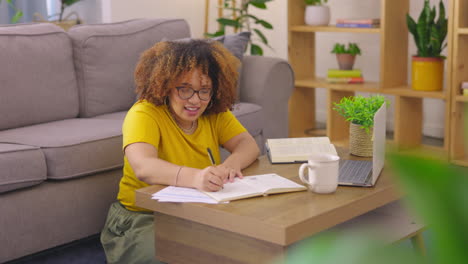 Celebration,-notebook-and-female-student-studying