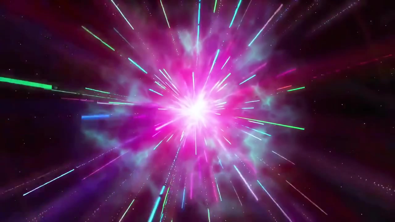 Dynamic Colorful Light Rays Expanding in Abstract Space