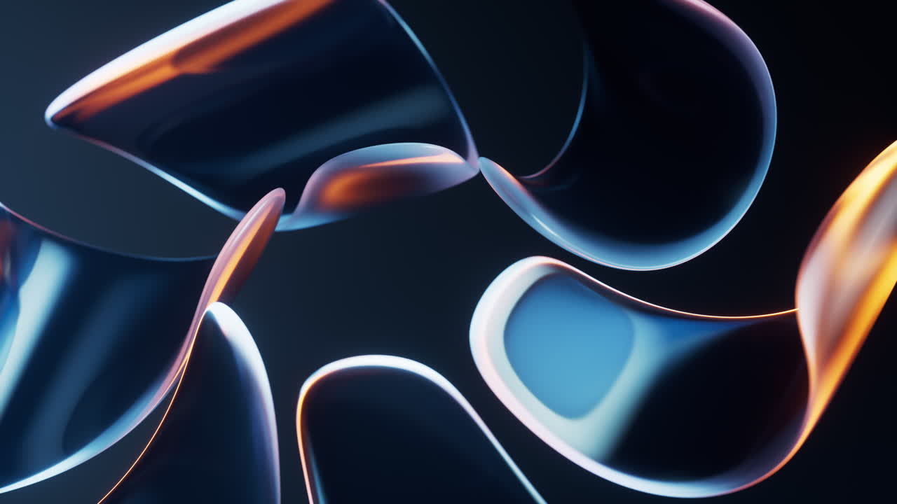 Abstract transparent glass flower with neon light, 3d rendering.