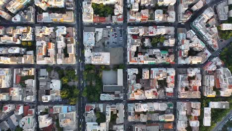 aerial drone shot above a neighborhood in athens greece europe