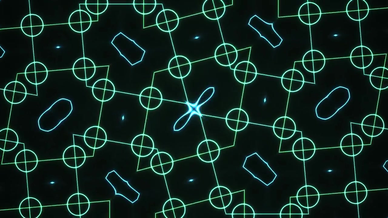 Abstract Neon Grid Pattern with Morphing Blue Lights