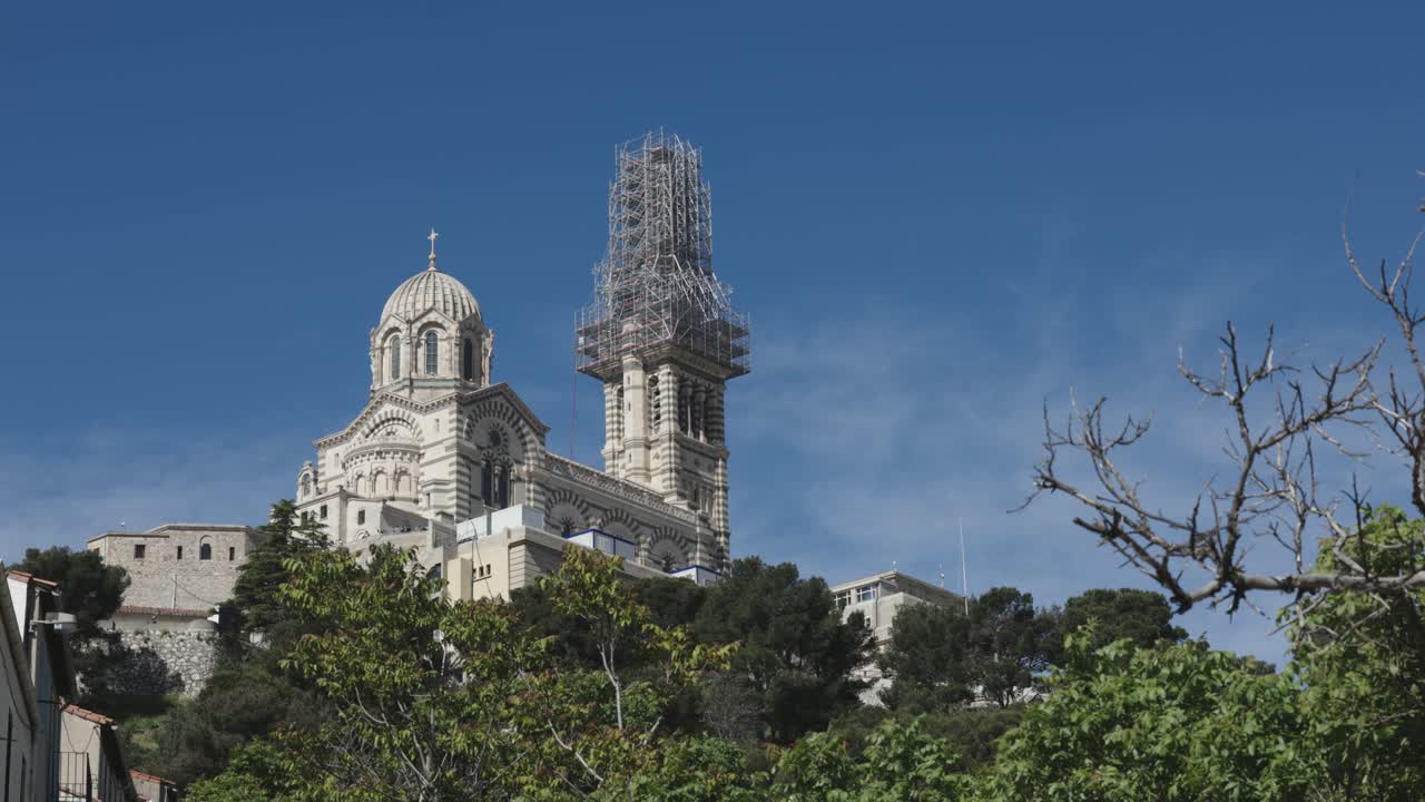 Notre Dame de la Garde with some renovation in progress, Marseille France
