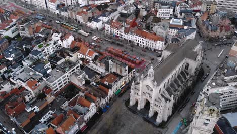 aerial flight over the church with the sign of the cross,brussels,belgium