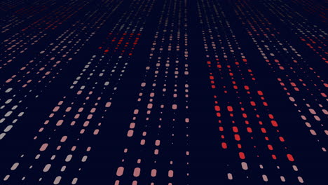 a symmetrical grid pattern of red dots on a black background forms an intricate design in this image. the dots are evenly spaced, creating a visually appealing and balanced composition