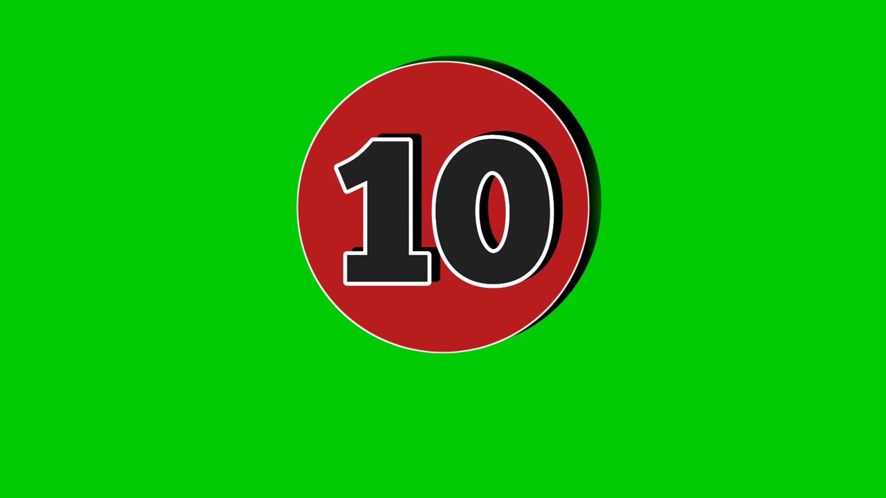 Pop up Number 1 one Animation Green Screen black color Cartoon Motion Graphic video element.3D Number in red circle