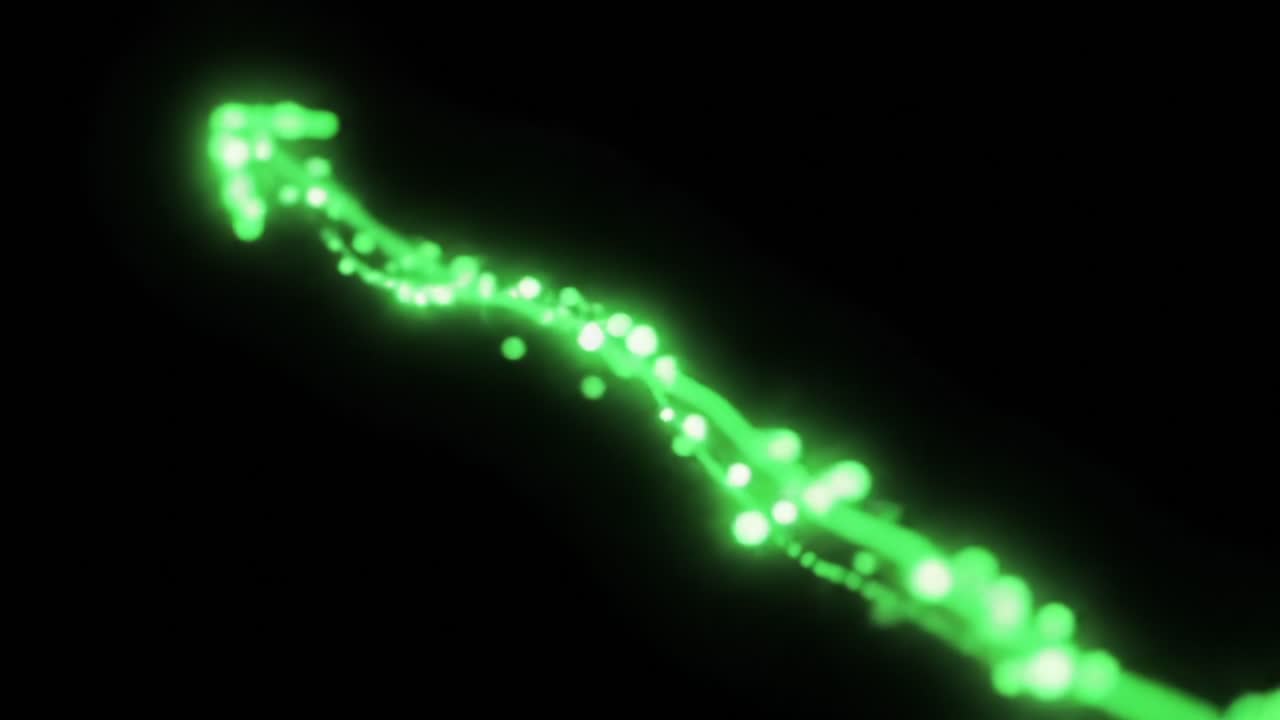 Green Arrow Light Display Moves Dynamically in Dark Environment During Evening Show